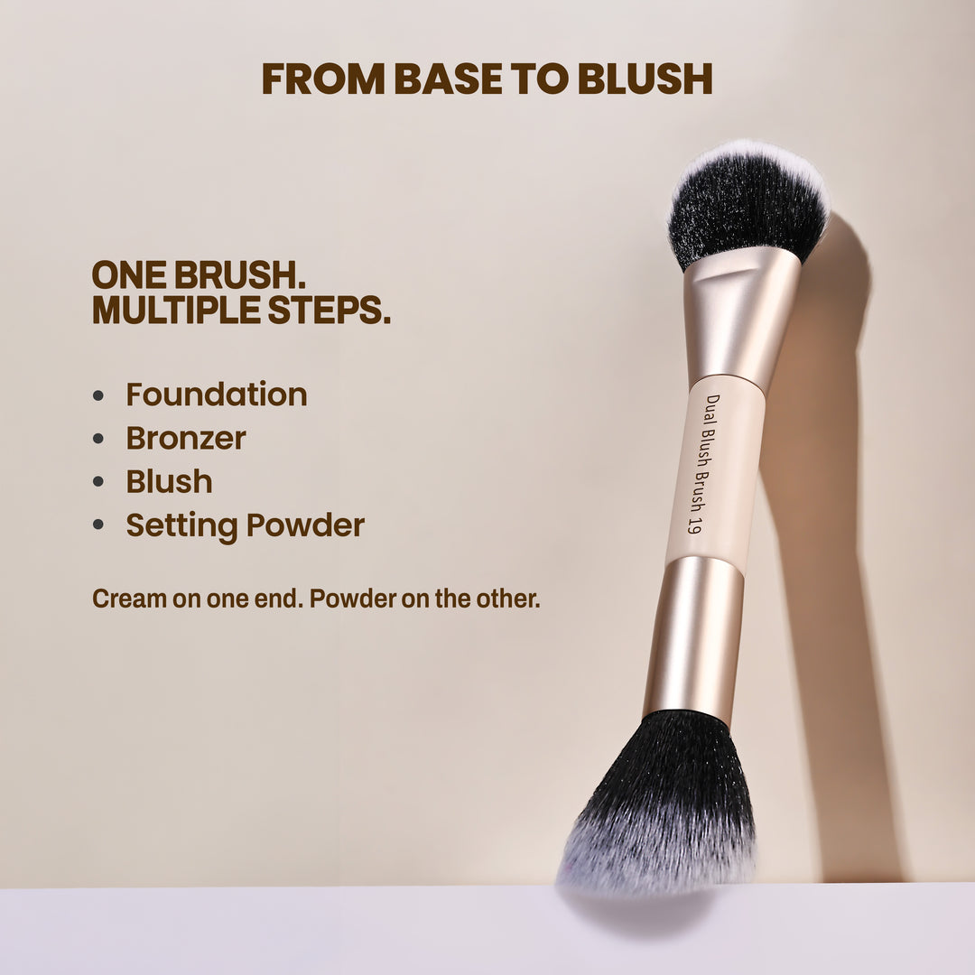 Double Duty – Dual-Ended Cream & Powder Blush Brush 19 – Multi-Use (Blush & Foundation)