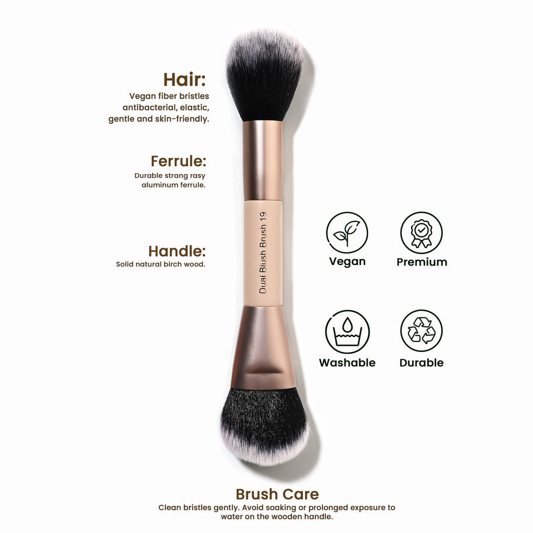 Double Duty – Dual-Ended Cream & Powder Blush Brush 19 – Multi-Use (Blush & Foundation)