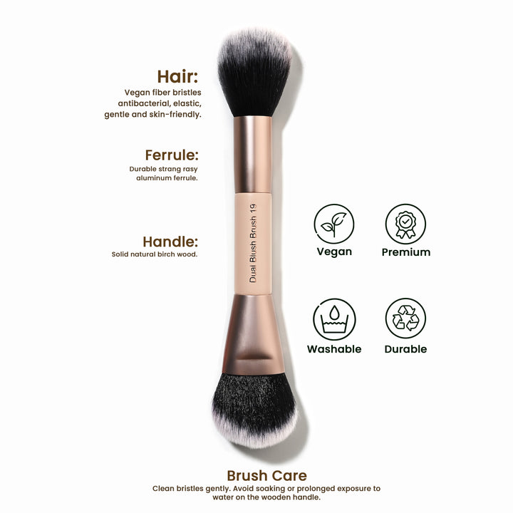 Double Duty – Dual-Ended Cream & Powder Blush Brush 19 – Multi-Use (Blush & Foundation)