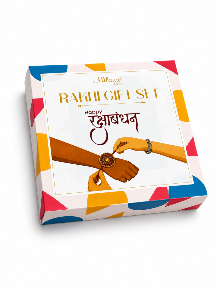 Rakhi Gift Set- (Combo of 5) Lip Glaze, Gula-Bae Cream Blush, Quad squad Lipsticks, Milagro Luxe Case,  Mini Mates Duo Beauty Blender
