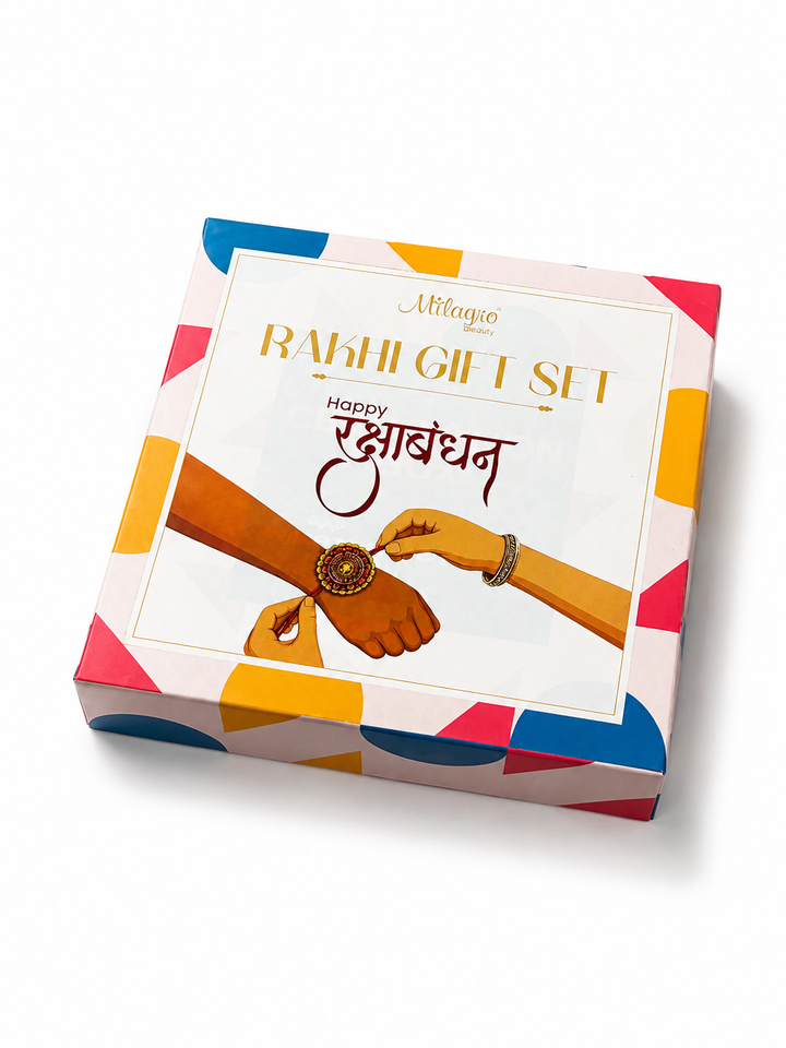Rakhi Gift Set- (Combo of 5) Lip Glaze, Gula-Bae Cream Blush, Quad squad Lipsticks, Milagro Luxe Case,  Mini Mates Duo Beauty Blender
